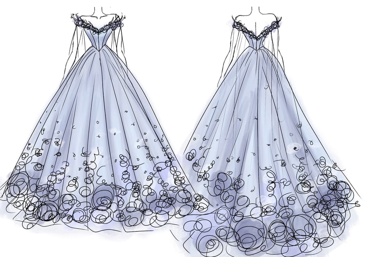 Custom Wedding Dress Design Beautiful Blue Flower Gown