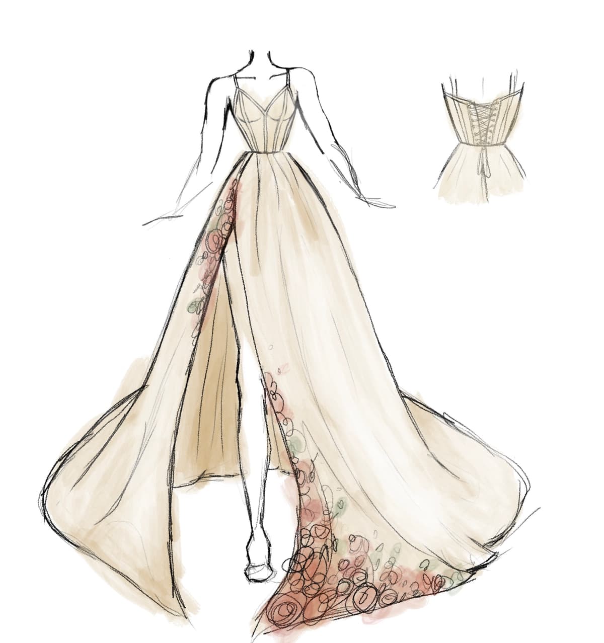 Custom Wedding Dress Design Off White Split Gown