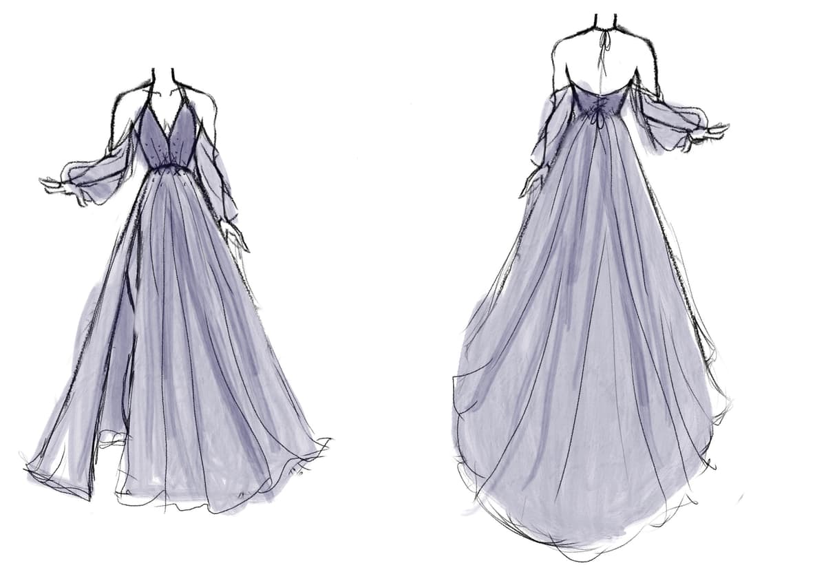 Custom Wedding Dress Design Blue Gown